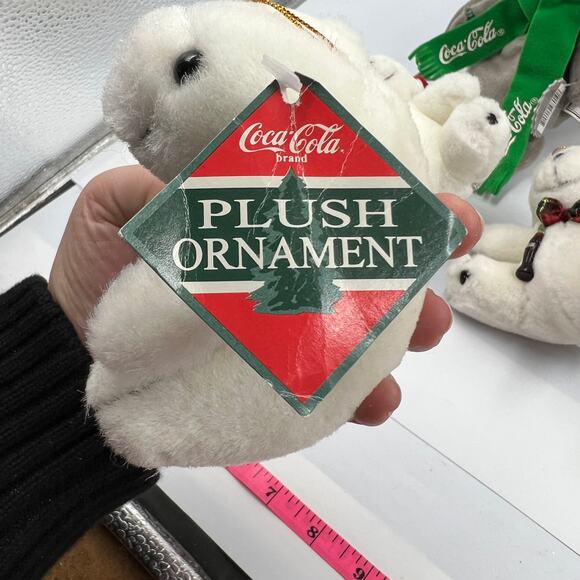 Vintage Lot 8 Coca Cola Polar Bear Bean Bag Plush Seal Christmas Ornaments - Picture 4 of 13